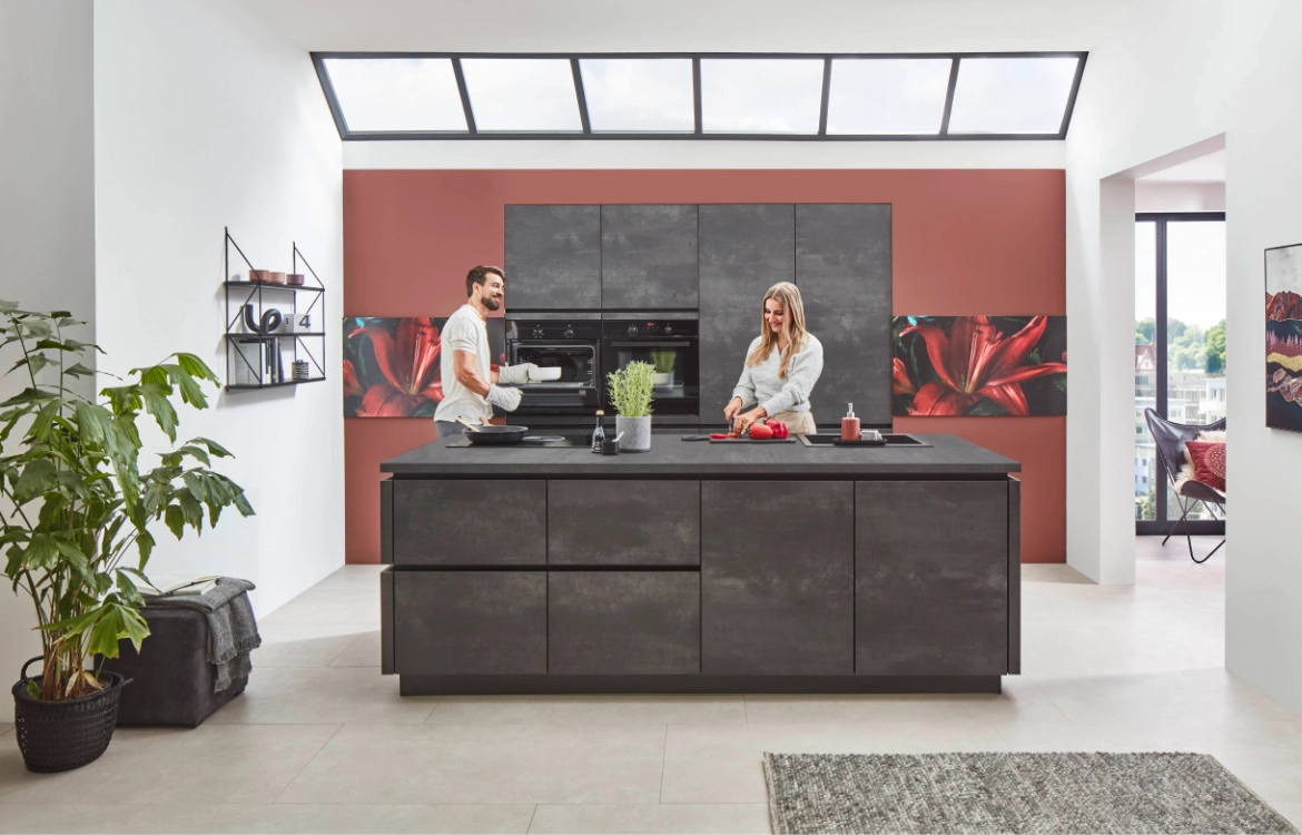 Beton schwarz Küche